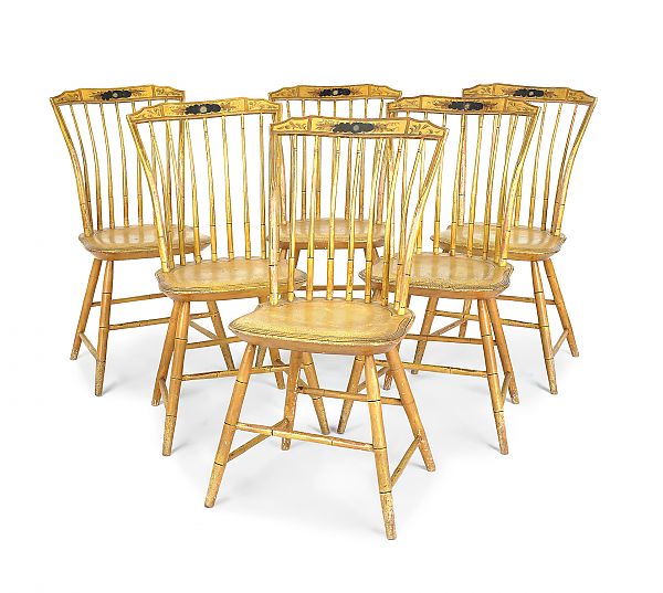 Set of six New England painted