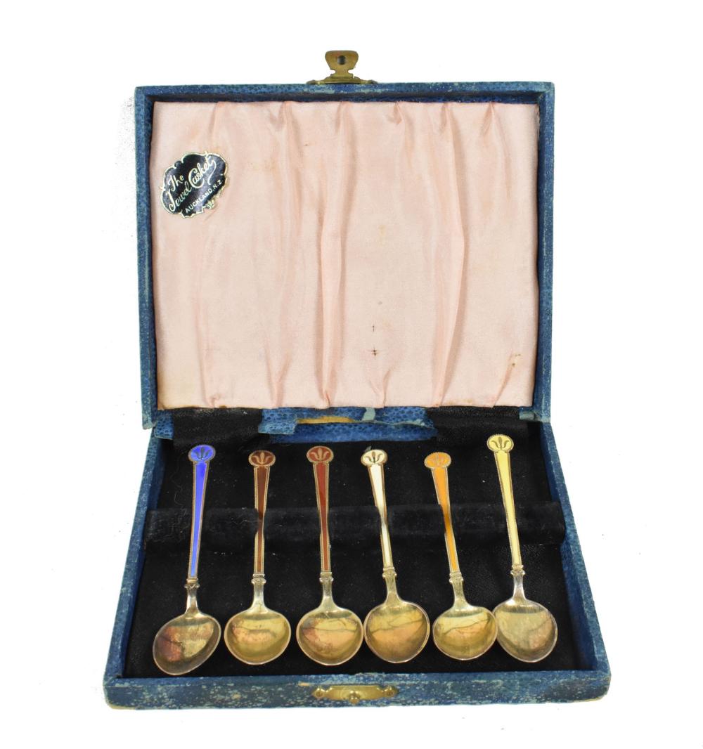 SET OF SIX NORWEGIAN ENAMELED