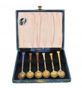 SET OF SIX NORWEGIAN ENAMELED