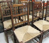 SET OF SIX OAK LANCASHIRE SPIN