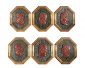 SET OF SIX OCTAGONAL MARBLE AN