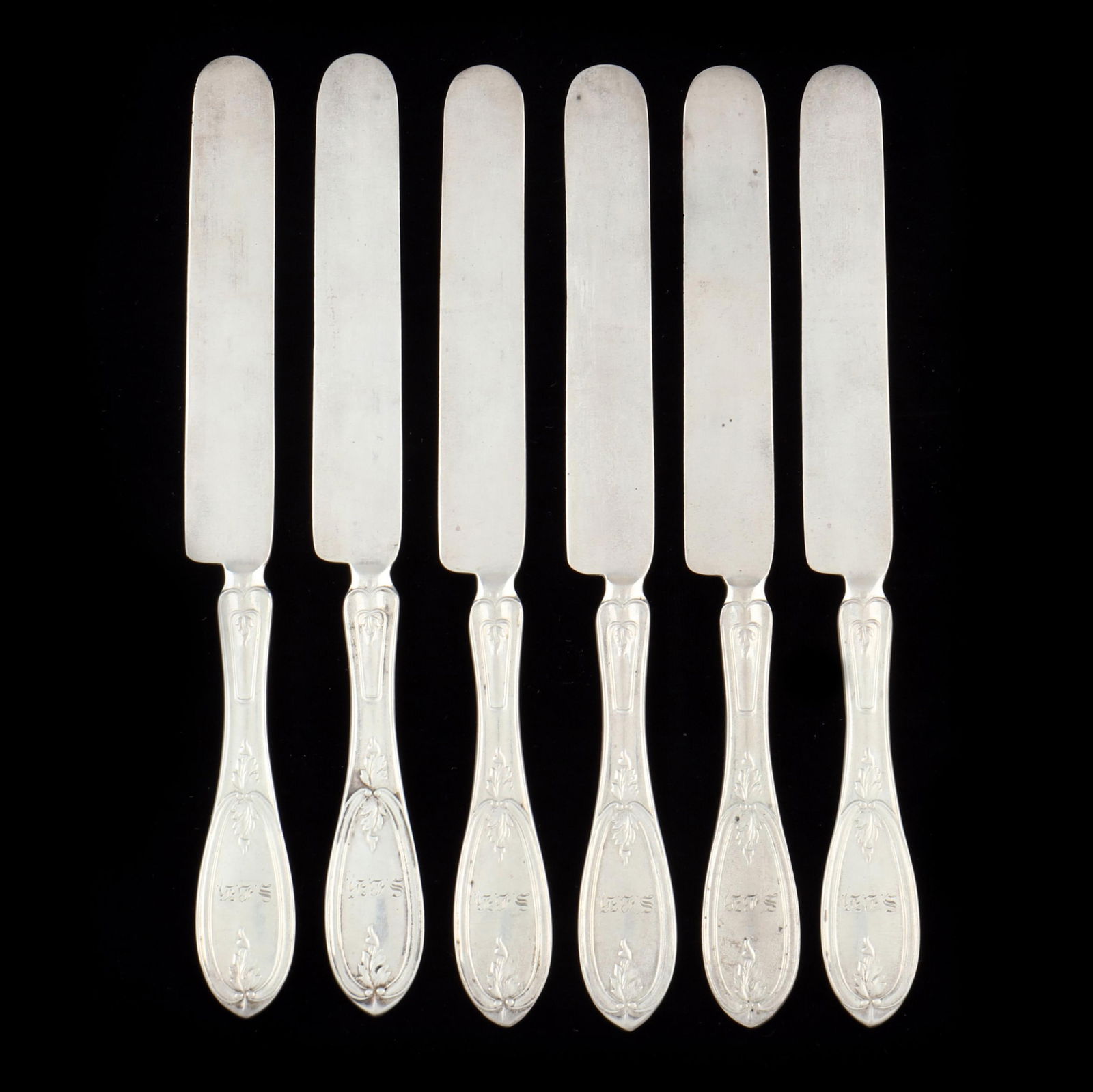SET OF SIX  OLIVE  STERLING