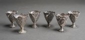 SET OF SIX OTTOMAN SILVER ZARF