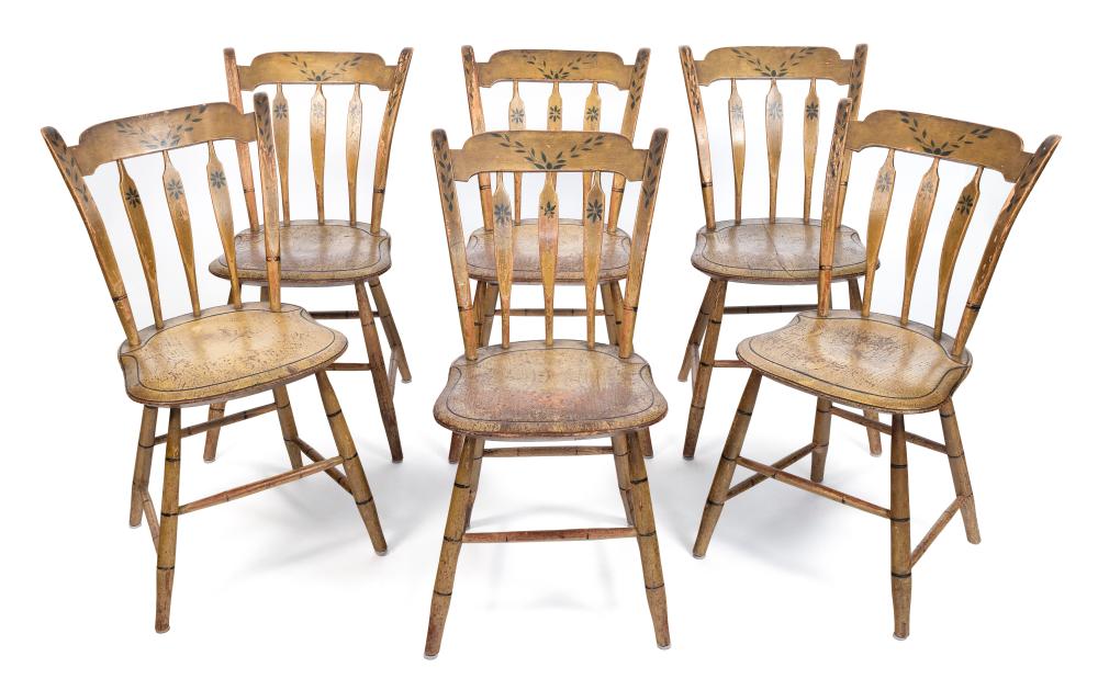 SET OF SIX PAINT-DECORATED
