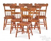 SET OF SIX PAINTED HALF SPINDL