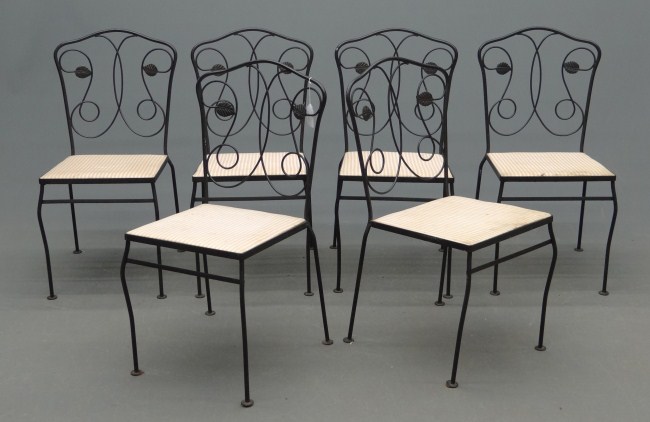 Set of six patio chairs.
