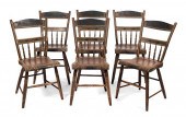 SET OF SIX PLANK-SEAT SIDE CHA