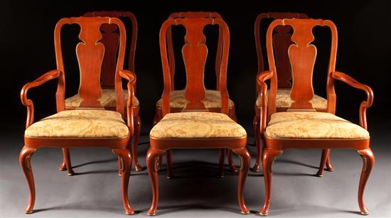 Set of six Queen Anne style painted