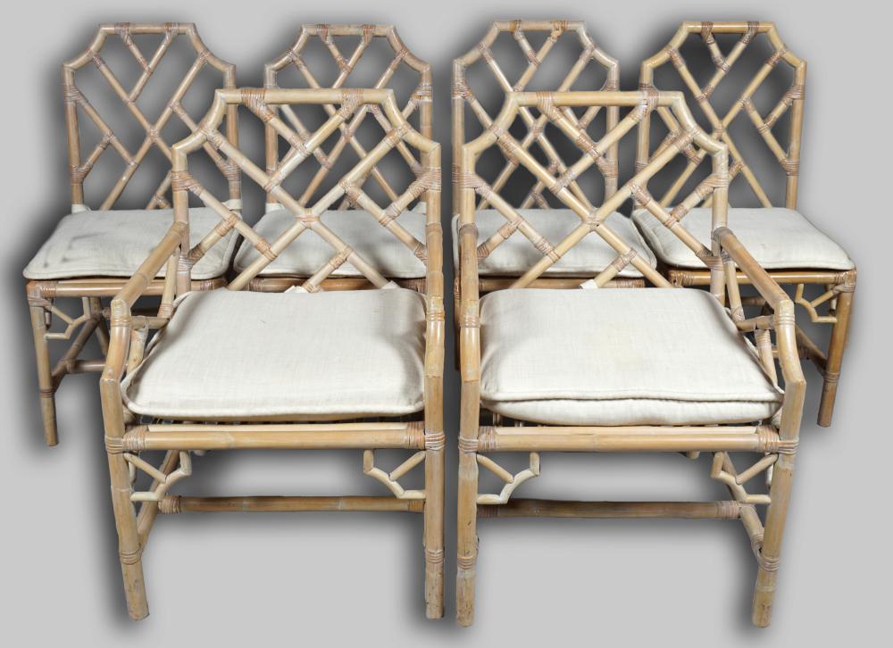 SET OF SIX RATTAN DINING CHAIRS