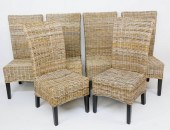 SET OF SIX RATTAN DINING CHAIR