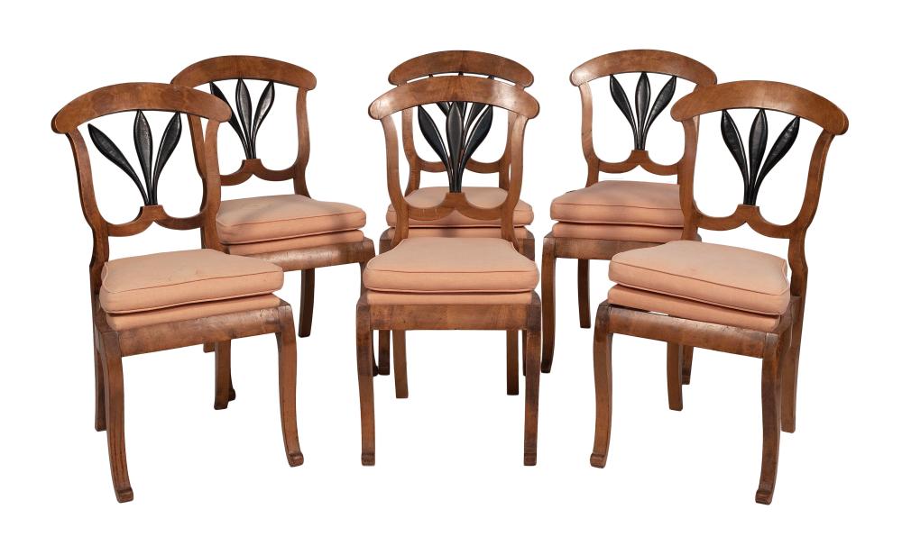 SET OF SIX SABER-LEG SIDE CHAIRS