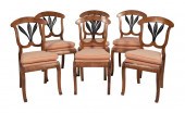 SET OF SIX SABER-LEG SIDE CHAI