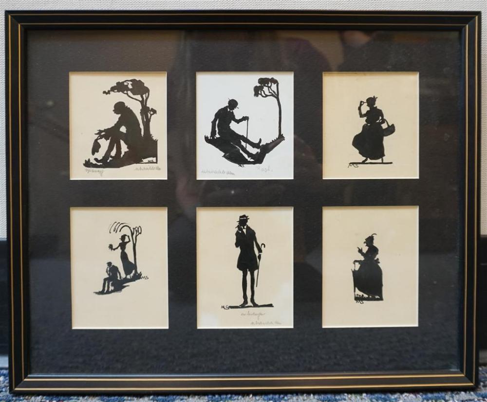 SET OF SIX SILHOUETTES FRAMED AS