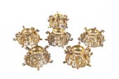 SET OF SIX SILVER GILT OPEN SA