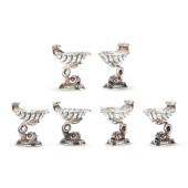 SET OF SIX SILVER-PLATED DOLPH