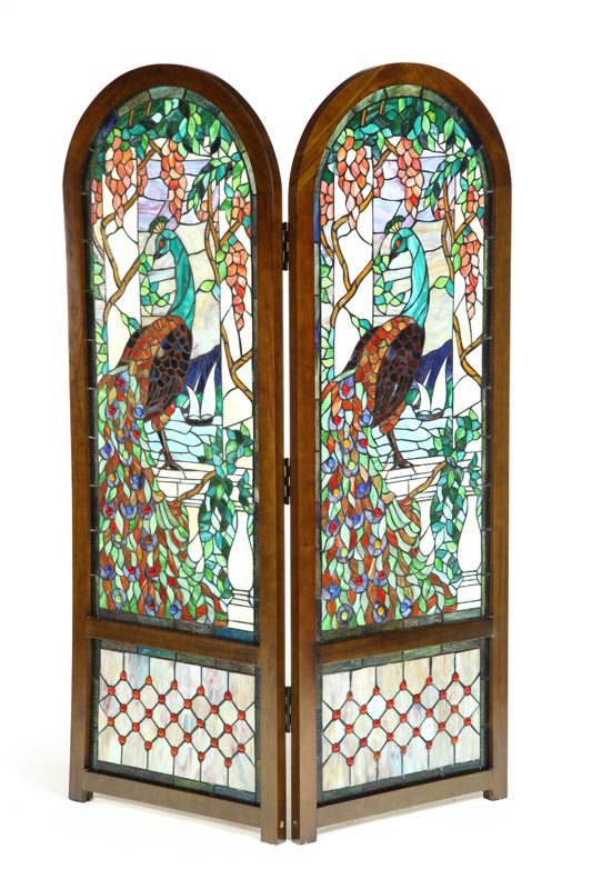 SET OF SIX STAINED GLASS PANELS. 