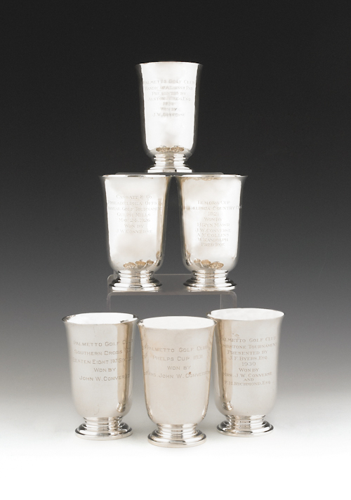 Set of six sterling silver golf