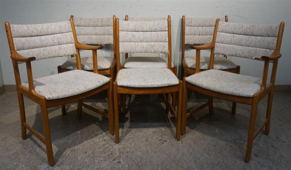 SET OF SIX TEAK UPHOLSTERED
