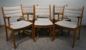 SET OF SIX TEAK UPHOLSTERED DI