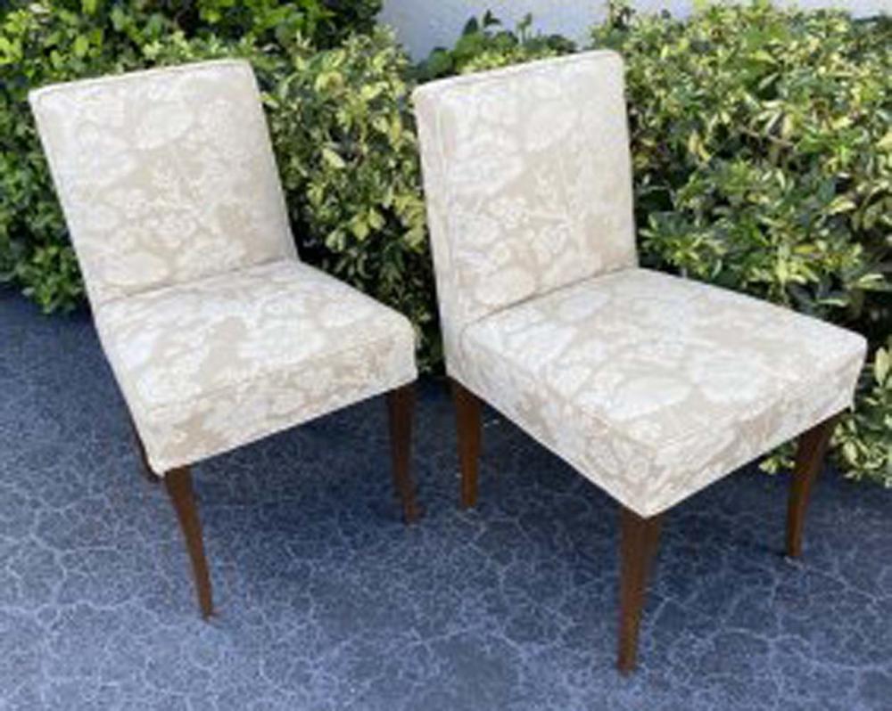 SET OF SIX UPHOLSTERED WALNUT