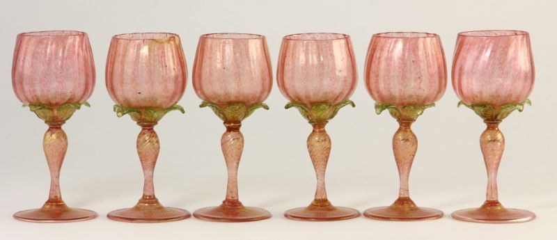 Set of Six Venetian Glass