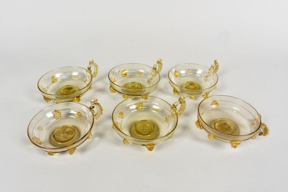 SET OF SIX VENETIAN TINTED GLASS