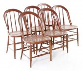 Set of six Victorian oak bentw