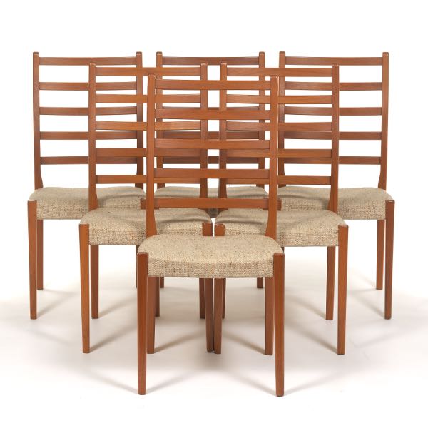 SET OF SIX VINTAGE TEAK DINING SIDE