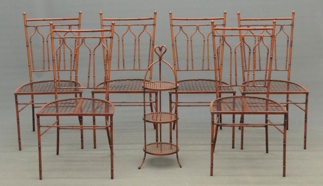 Set of six wrought iron chairs