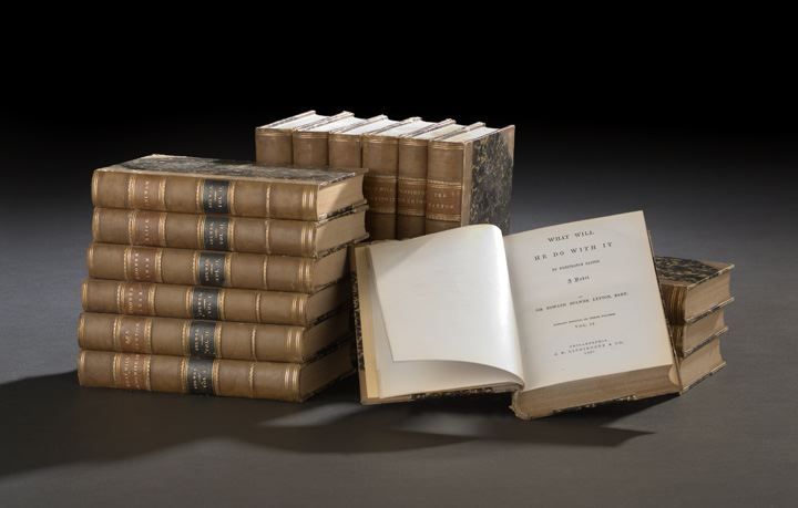 Set of Sixteen Leather-Bound