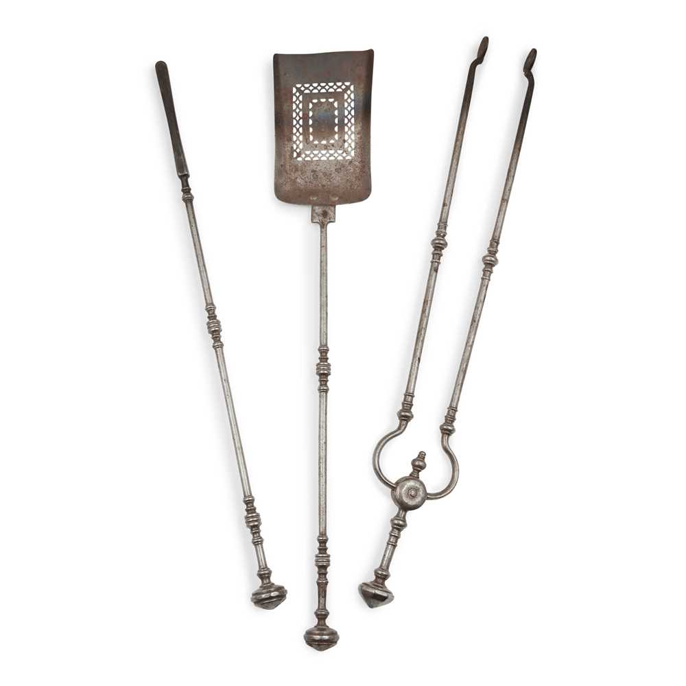 SET OF STEEL FIRE TOOLS AND