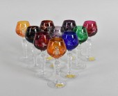 SET OF TEN BOHEMIAN VARIED COL