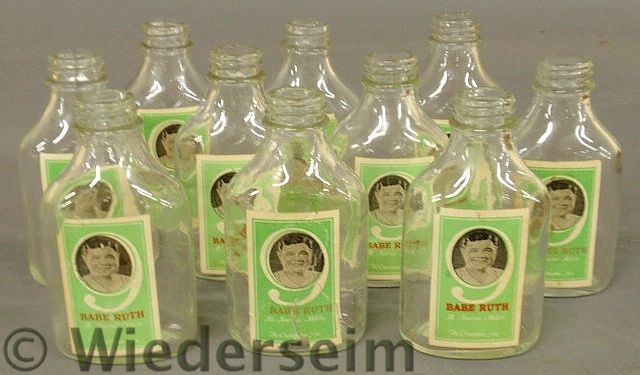 Set of ten bottles with paper