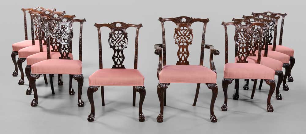 Set of Ten Chippendale Style