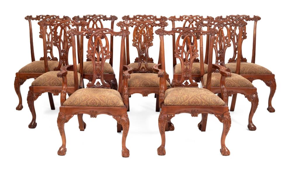SET OF TEN CHIPPENDALE-STYLE DINING