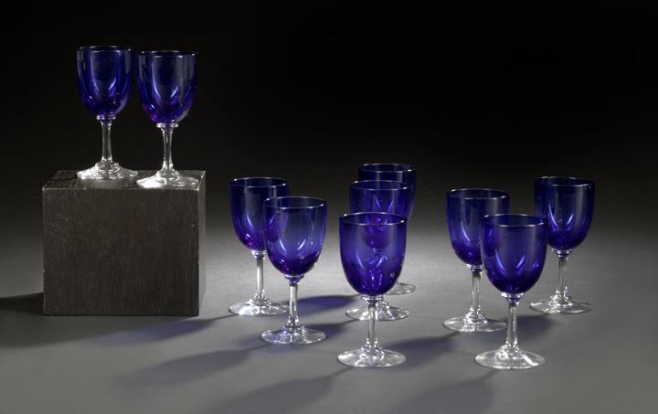 Set of Ten Continental Blown Cobalt