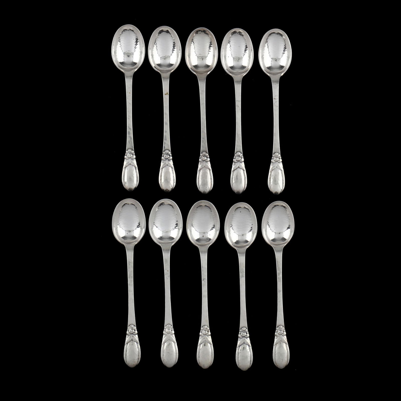 SET OF TEN DANISH SILVER COFFEE