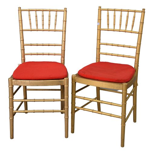 SET OF TEN FAUX BAMBOO CHAIRS, GOLD