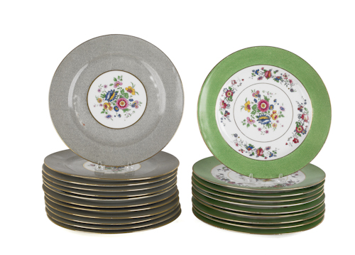Set of ten French painted porcelain