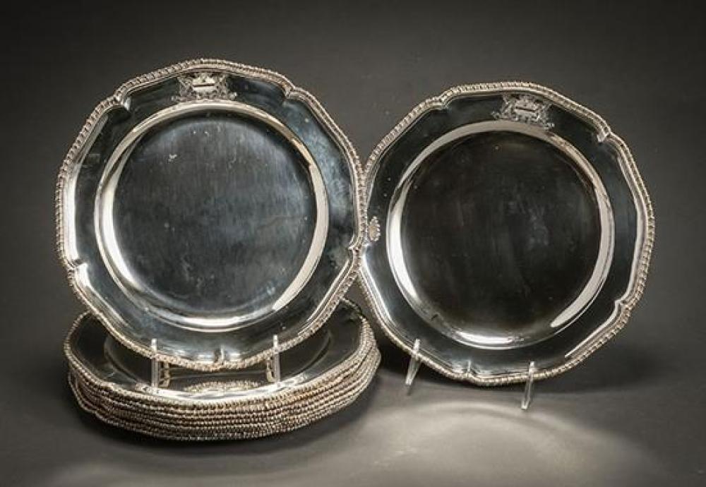 SET OF TEN GEORGE III SILVER PLATES