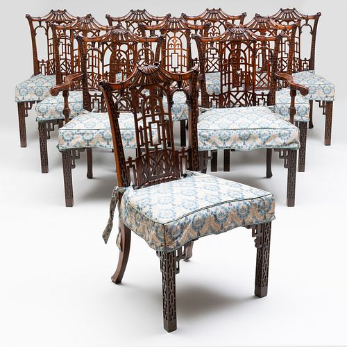 SET OF TEN GEORGE III STYLE STAINED