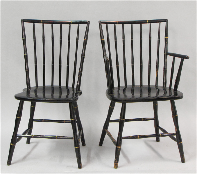 SET OF TEN GILT EBONIZED WOOD