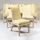 SET OF TEN GREEN UPHOLSTERED L