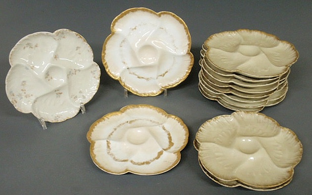 Set of ten Haviland oyster plates
