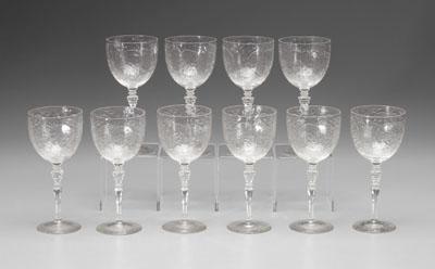Set of ten intaglio-cut goblets:
