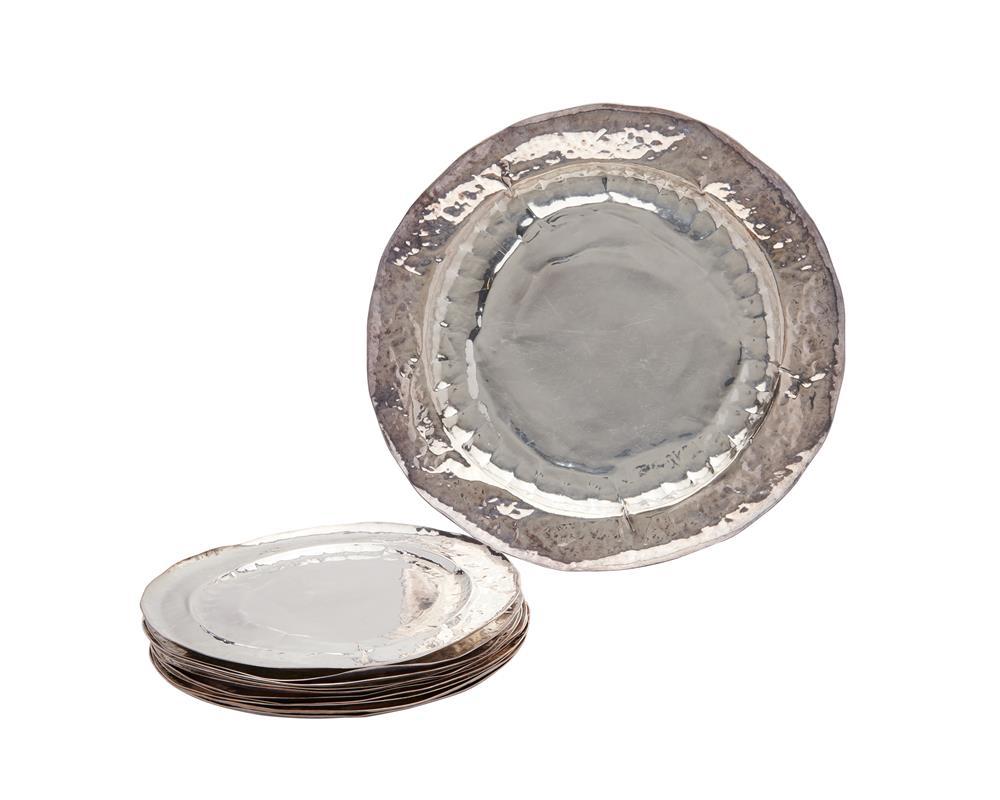 SET OF TEN JAPANESE SILVER PLATES
