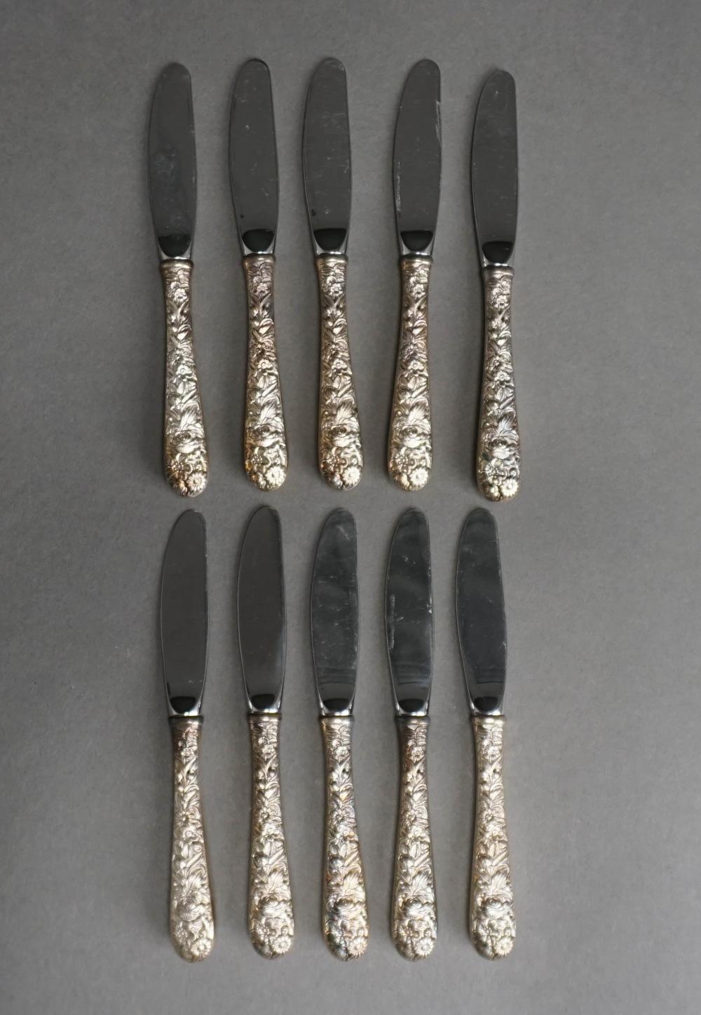 SET OF TEN KIRK 'REPOUSSE' STERLING