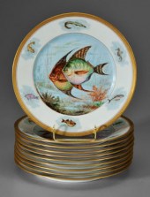 Set of ten Limoges fish plates