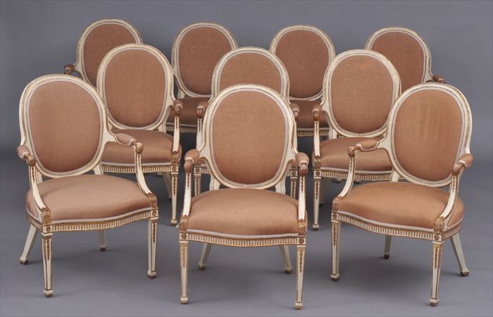 SET OF TEN LOUIS XVI-STYLE CARVED