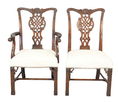SET OF TEN MAHOGANY CHIPPENDALE